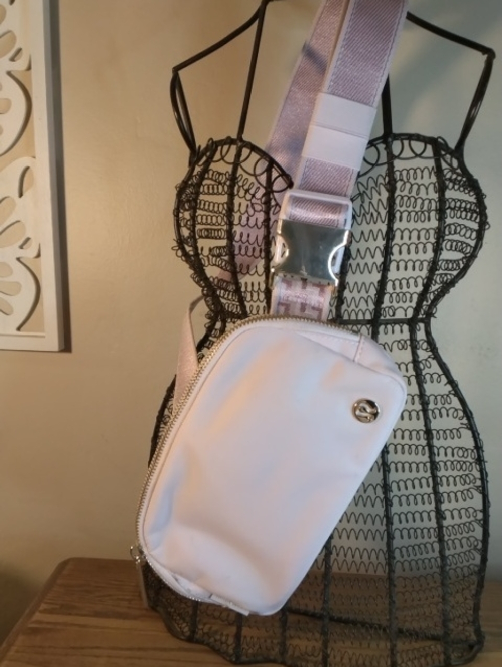 Light Pink Crossbody Sling Bag with Lilac Strap